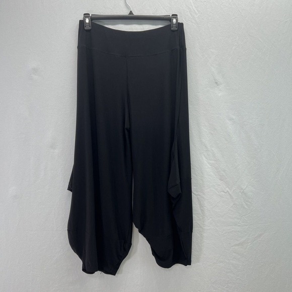 John Mark Pants Medium Black Gaucho Culotes Wide Leg High Waist Comfort Stretch - Picture 7 of 15